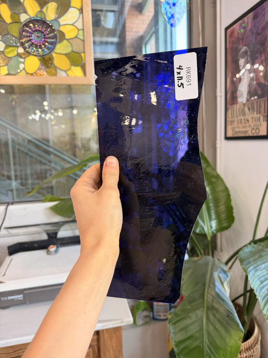 Deep Dark Purple Mouthblown Sheet Glass Mouth Blown Glass RK691 (11.5x4in)