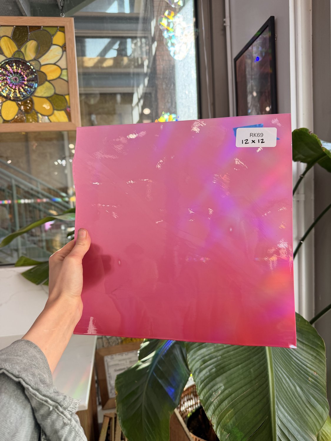 Hot Pink Opal on Clear Lamberts Flash Glass Sheet Glass Lamberts Glass