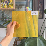 Yellow Clear Wispy S29 Mouth Blown Lamberts Flash Sheet Glass Lamberts Glass 8x8in (LA-32140333)