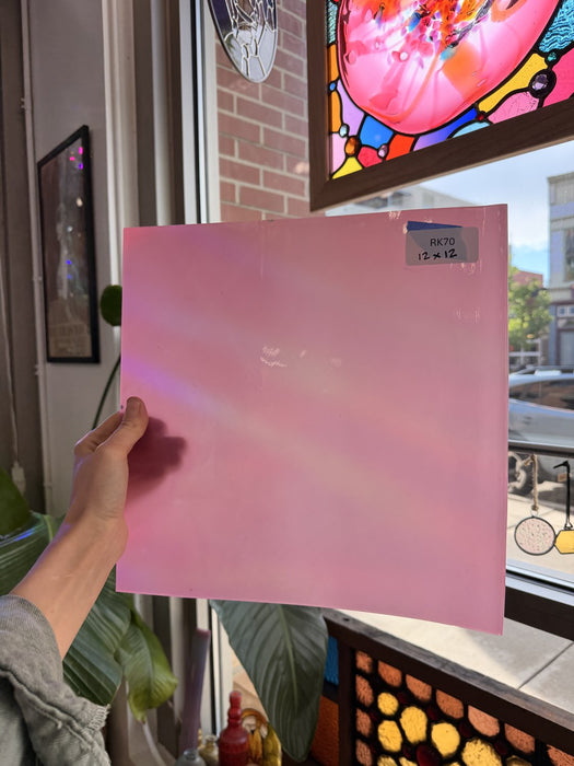 Hot Pink Opal on Clear Lamberts Flash Glass Sheet Glass Lamberts Glass