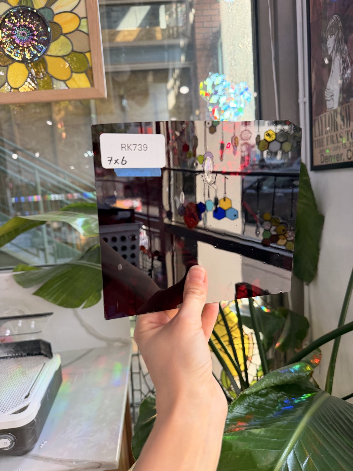 Red St Just Flash (on clear) Mouth Blown – RK739
