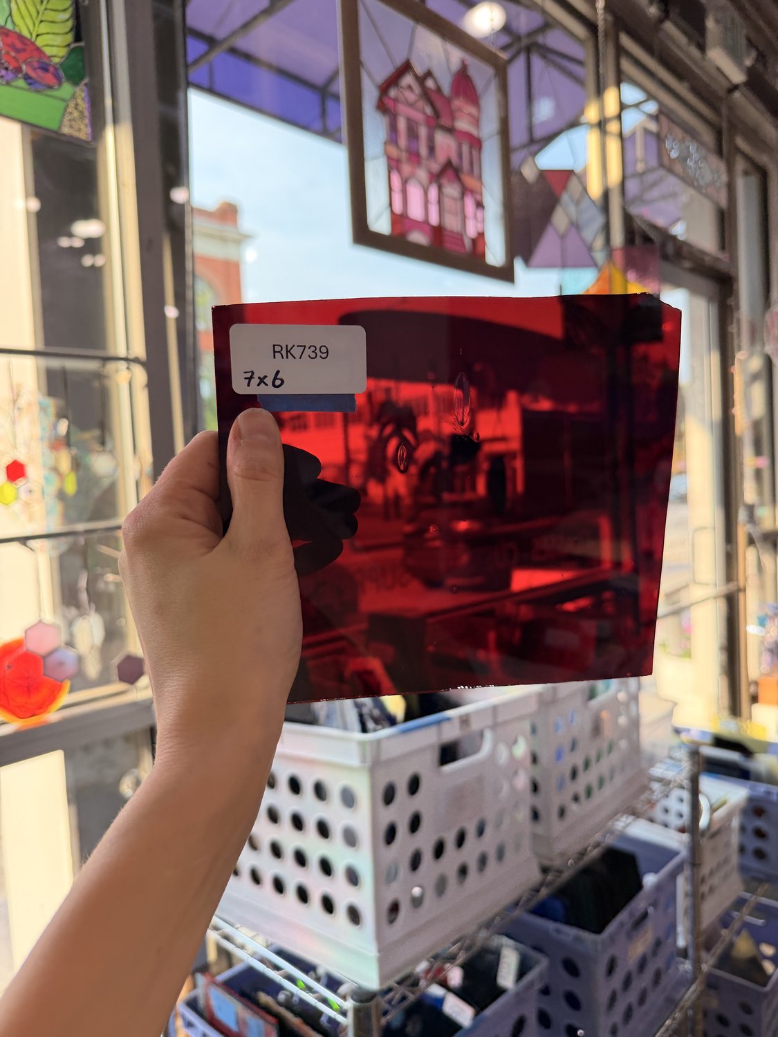 Red St Just Flash (on clear) Mouth Blown – RK739