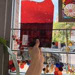 Red St Just Flash (on clear) Mouth Blown – RK740