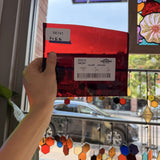 Red St Just Flash (on clear) Mouth Blown – RK741