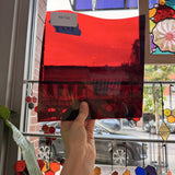 Red St Just Flash (on clear) Mouth Blown – RK748