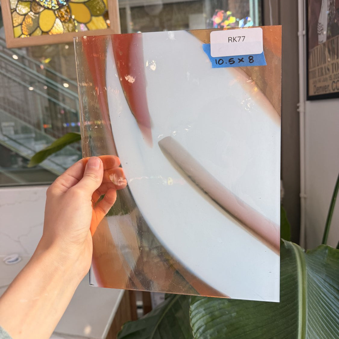 Orange White Mixed on Clear Lamberts Flash Glass Sheet Glass Lamberts Glass 10.5x8in (LA-48821293)