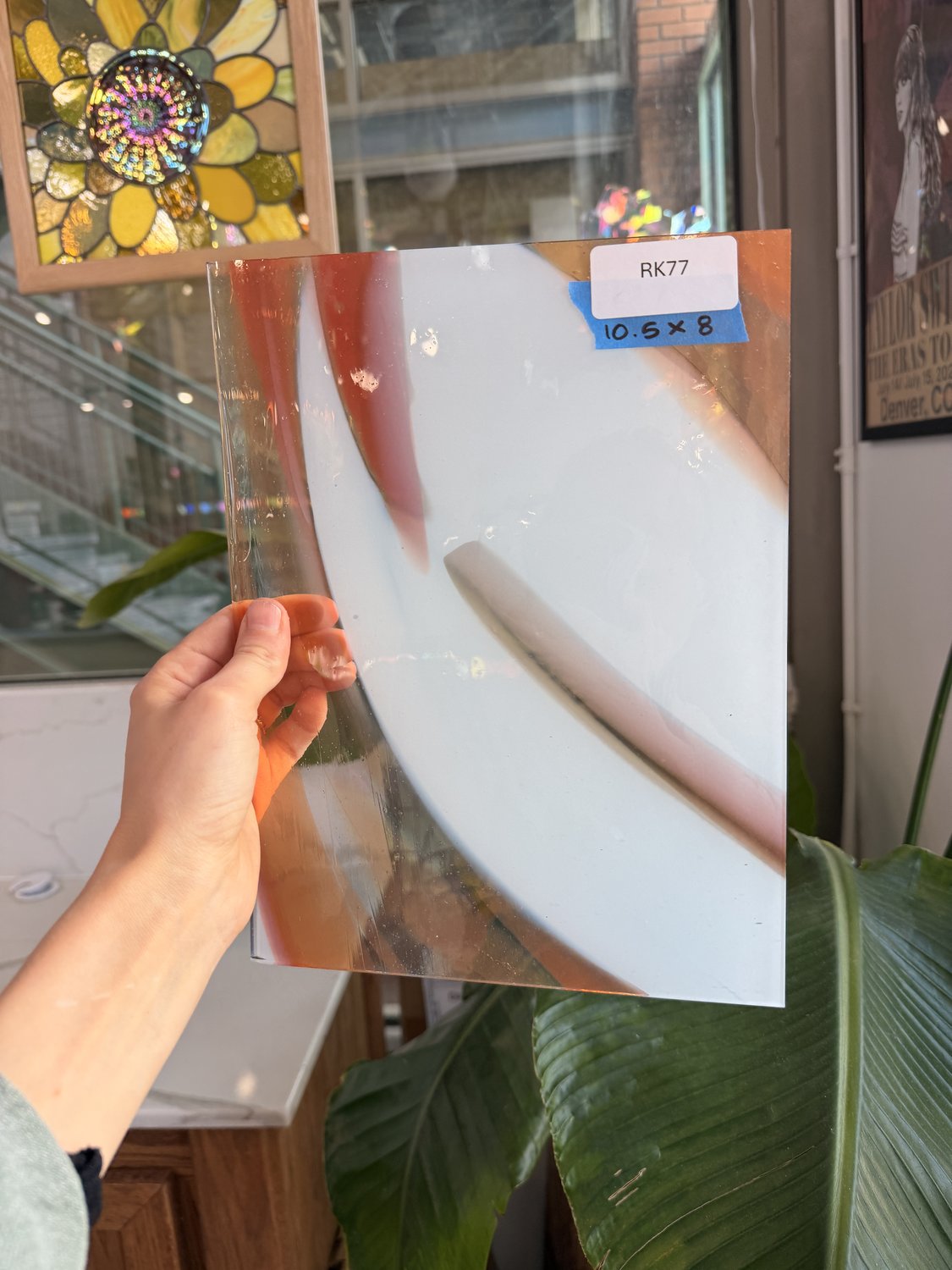 Orange White Mixed on Clear Lamberts Flash Glass Sheet Glass Lamberts Glass 10.5x8in (LA-48821293)
