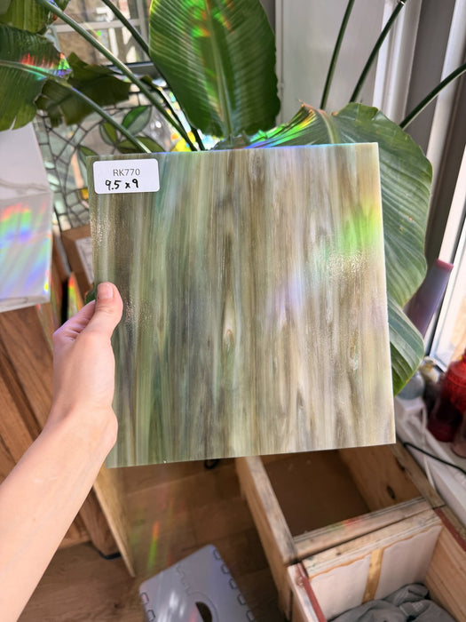 Brown Green Mixed Opal Sheet Glass Colorado Glassworks RK770 (9x9.5in)