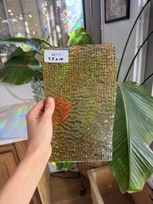 Gold Vintage Allegre Optimum Sheet Glass Colorado Glassworks RK771 (5.5x10in)