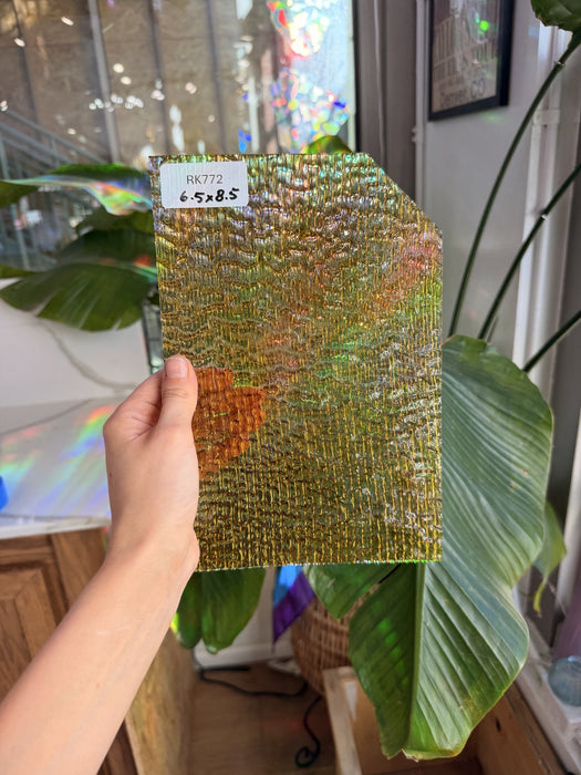 Gold Vintage Allegre Optimum Sheet Glass Colorado Glassworks RK772 (8.5x6.5in)