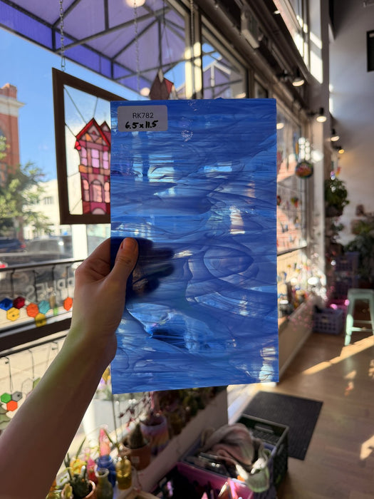 Spectrum Blue White Wispy Sheet Glass Spectrum Glass
