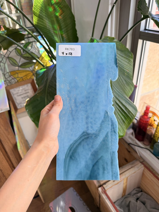 Blue Teal Mixed Mottled Sheet Glass Colorado Glassworks RK783 (12x4in)
