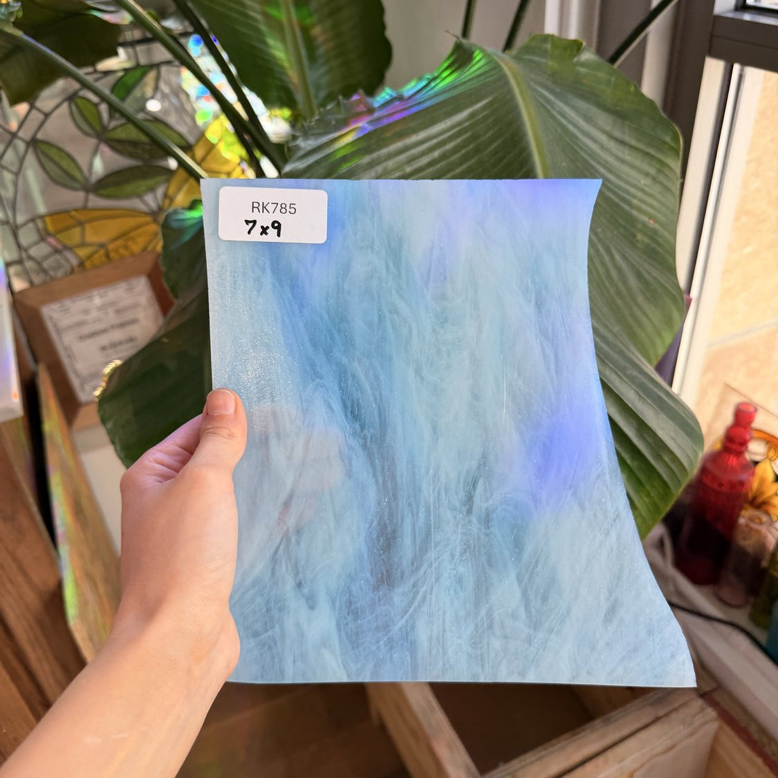 White Wispy Sheet Glass Colorado Glassworks RK785 (7x9in)
