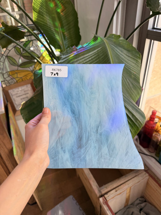 White Wispy Sheet Glass Colorado Glassworks RK785 (7x9in)
