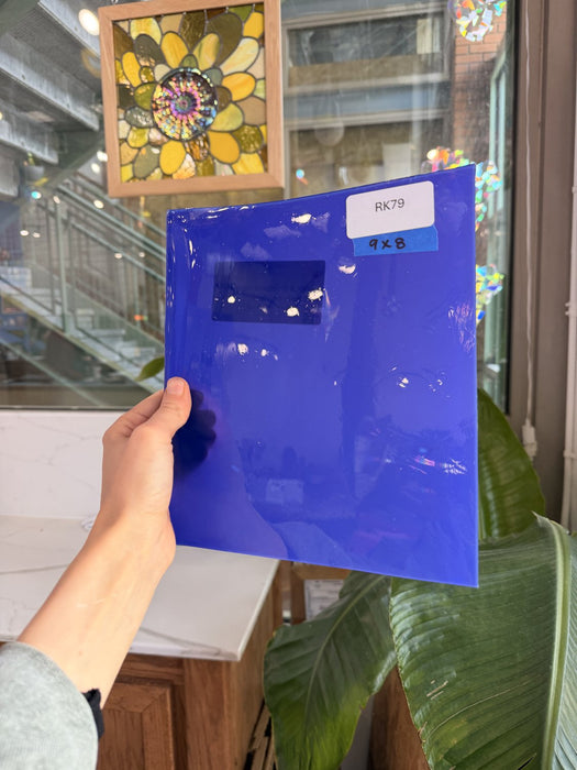 Purple/Blue Opal on Clear Flashed Lamberts Mouthblown Glass Sheet Glass Lamberts Glass 9x8in (LA-51901485)