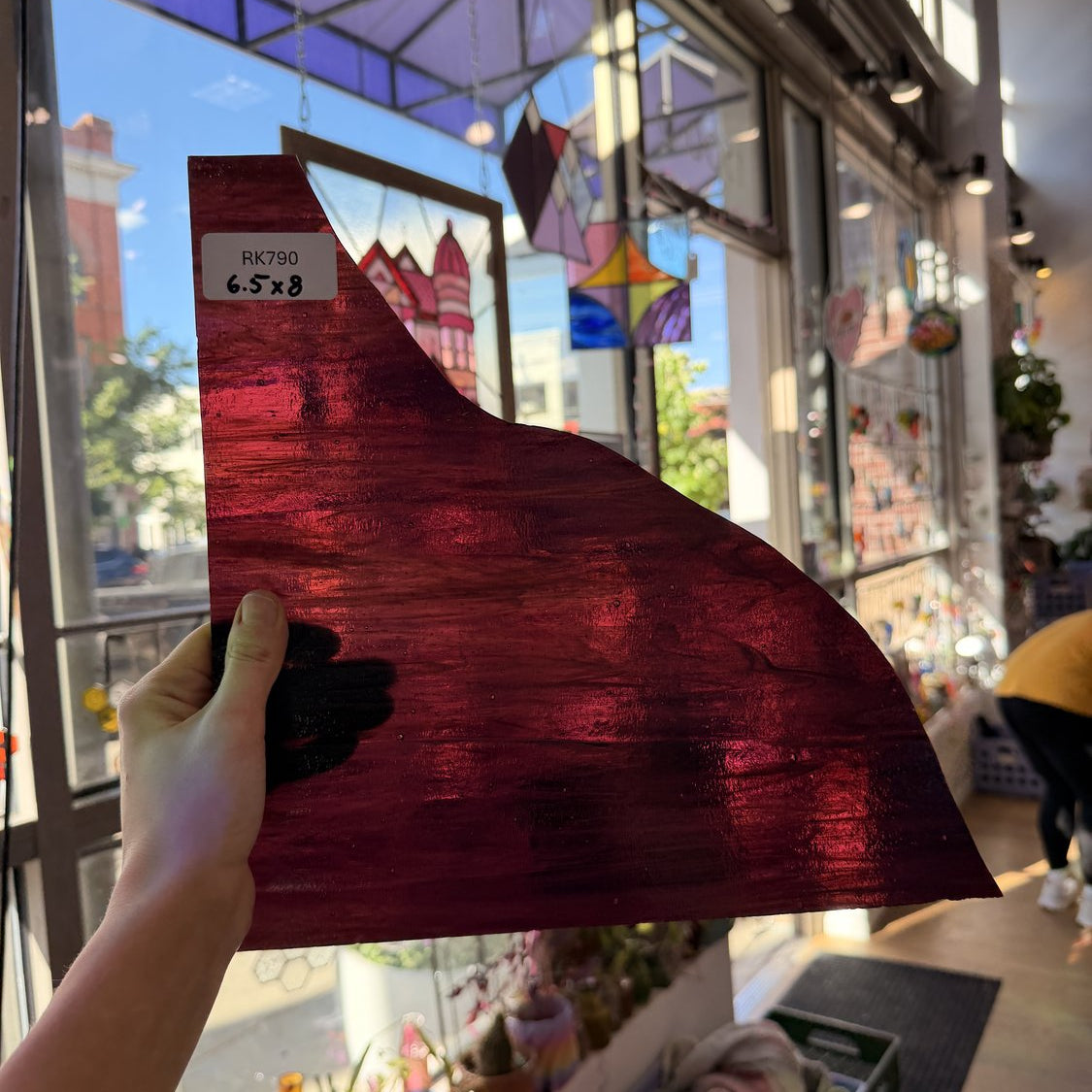 Textured Deep Wine Red Wispy Sheet Glass Colorado Glassworks