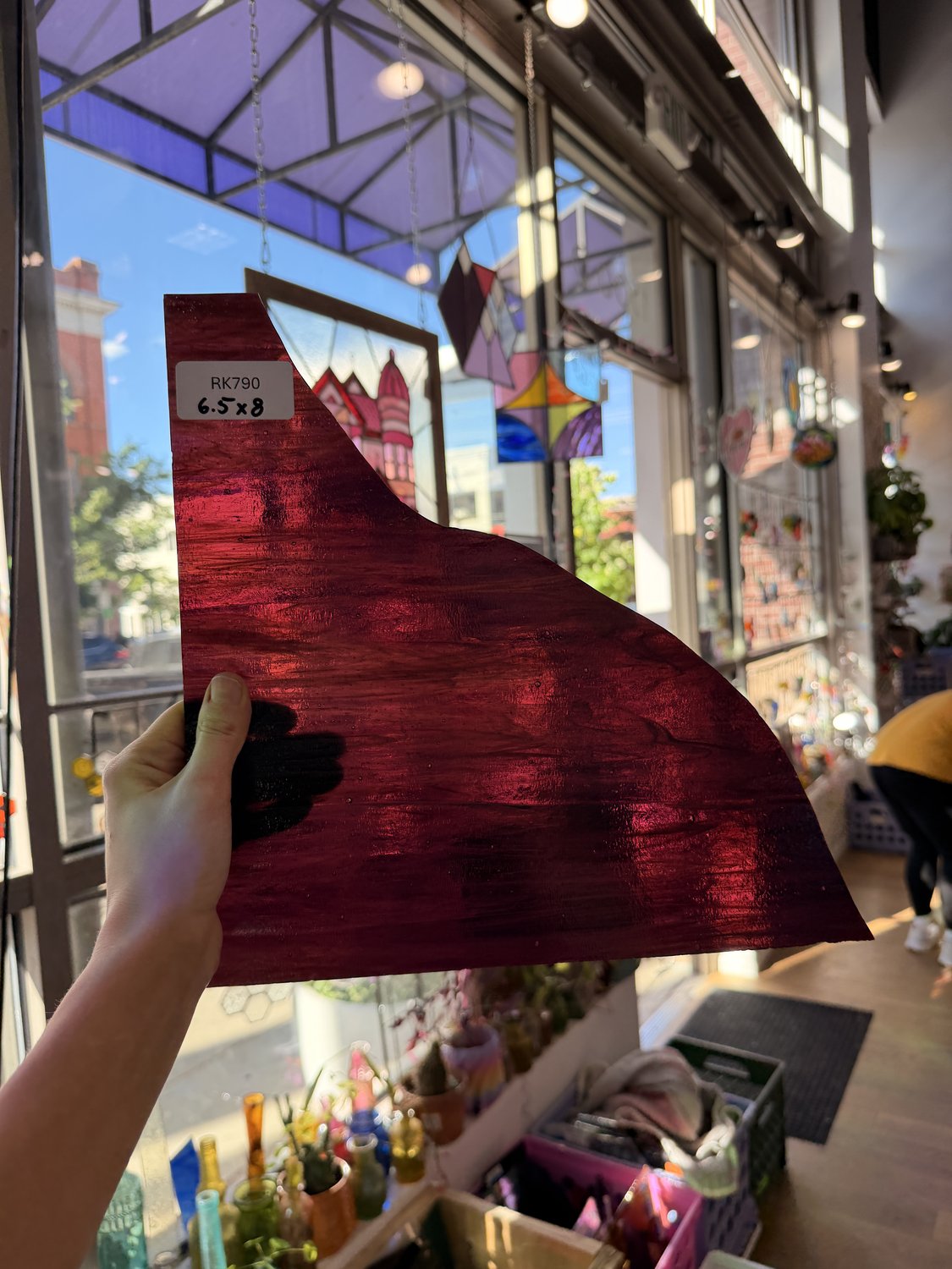 Textured Deep Wine Red Wispy Sheet Glass Colorado Glassworks