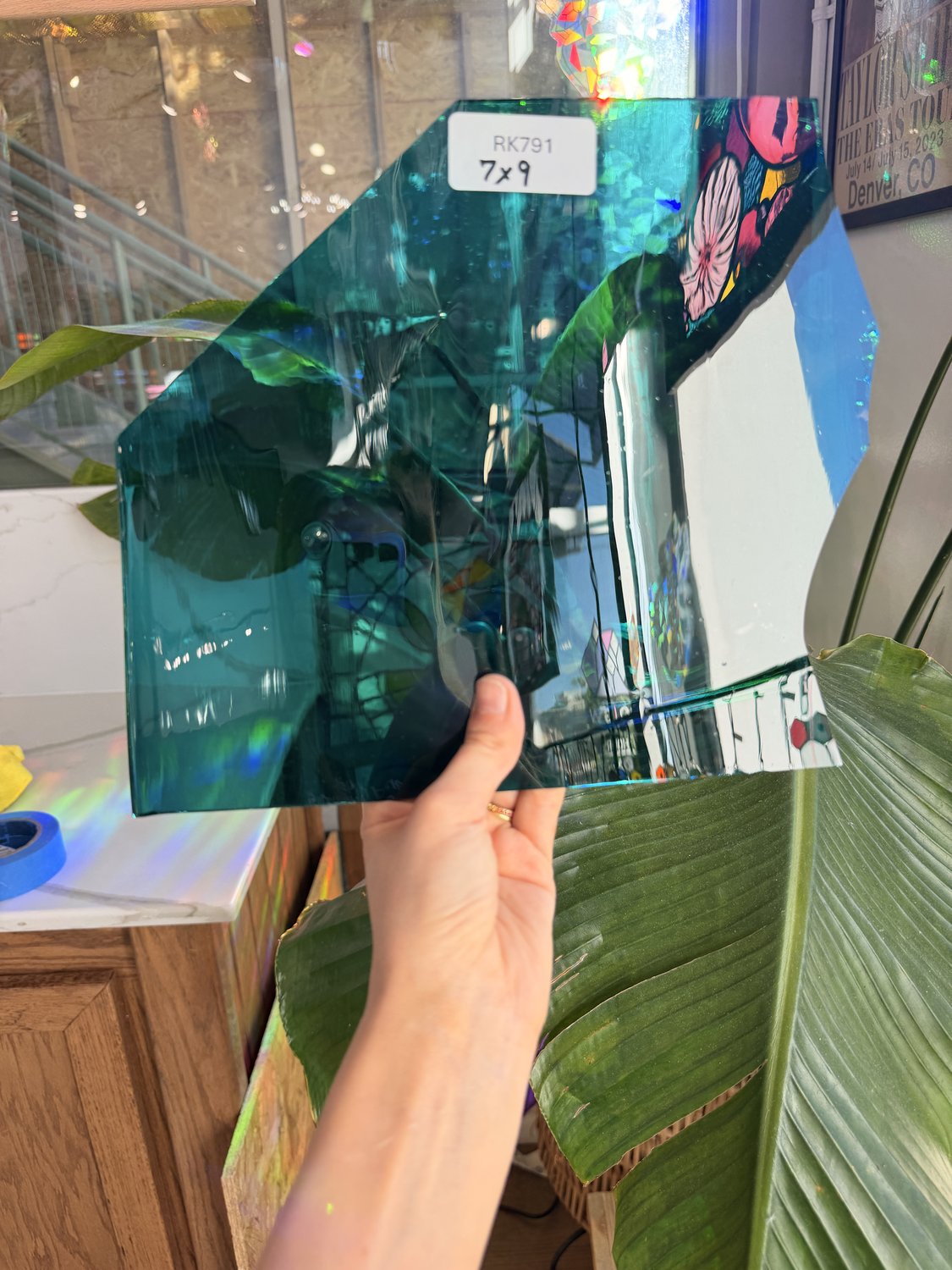 Teal Transparent Mouthblown Sheet Glass Mouth Blown Glass Default Title