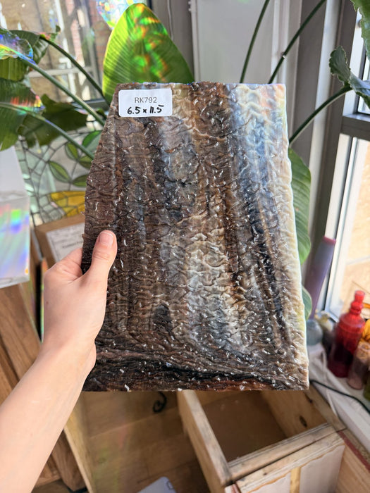 Mixed Brown Textured Vintage Uroboros Fusible Sheet Glass Uroboros Glass RK792 (11.5x6.5in)
