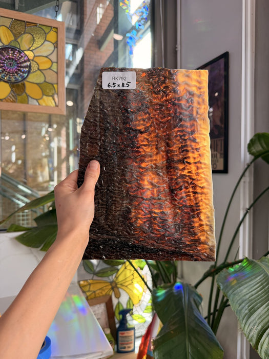 Mixed Brown Textured Vintage Uroboros Fusible Sheet Glass Uroboros Glass