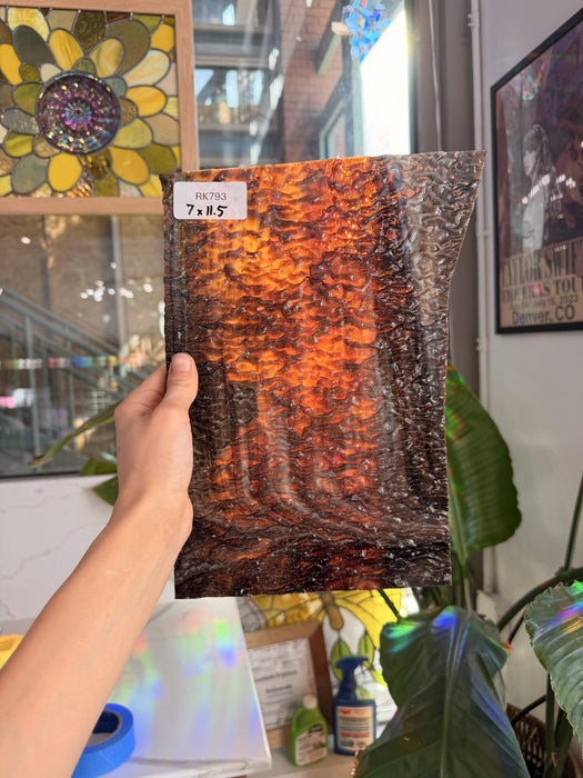 Mixed Brown Textured Vintage Uroboros Fusible Sheet Glass Uroboros Glass