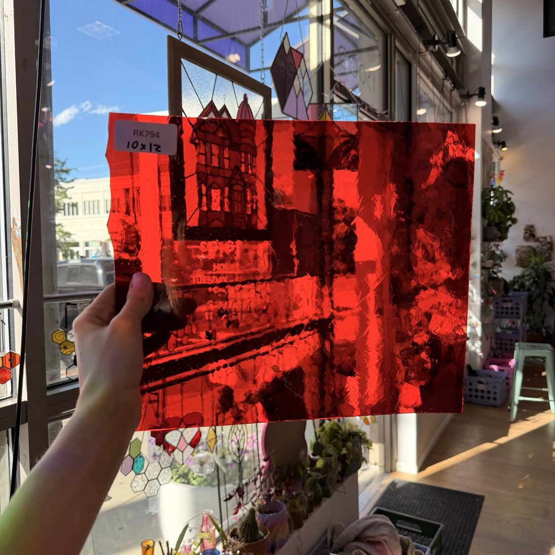 Mouthblown Red Sheet Glass Mouth Blown Glass