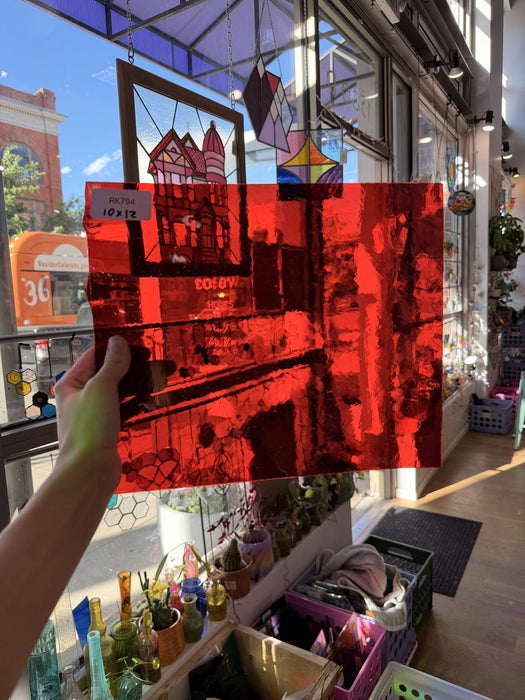 Mouthblown Red Sheet Glass Mouth Blown Glass