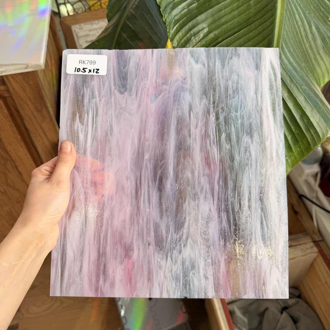Pink White Wispy Kokomo Sheet Glass Kokomo Glass Default Title