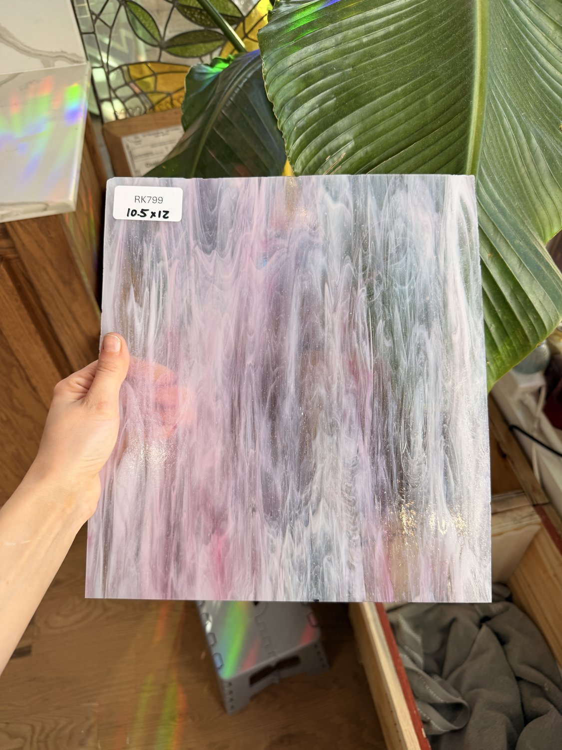 Pink White Wispy Kokomo Sheet Glass Kokomo Glass Default Title