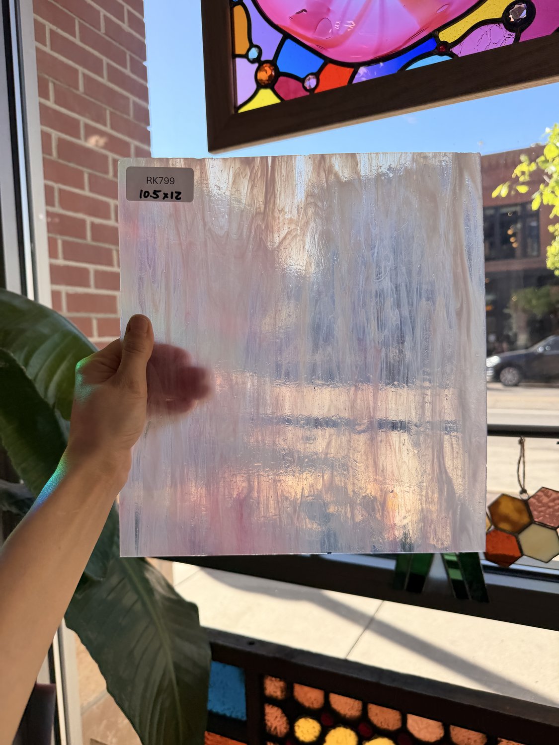 Pink White Wispy Kokomo Sheet Glass Kokomo Glass