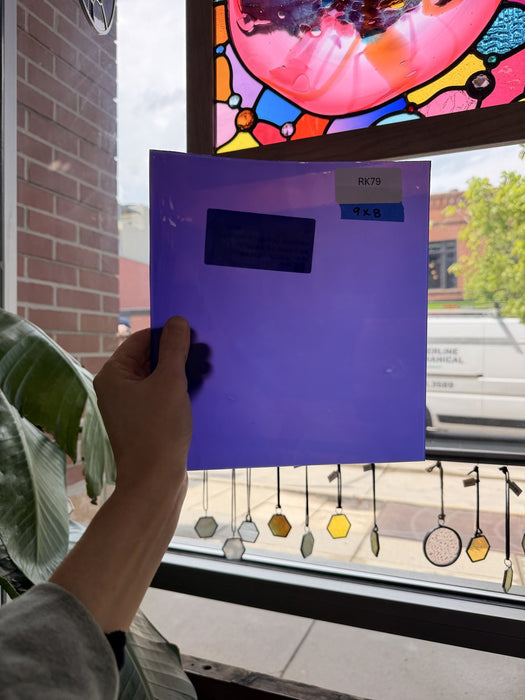 Purple/Blue Opal on Clear Flashed Lamberts Mouthblown Glass Sheet Glass Lamberts Glass