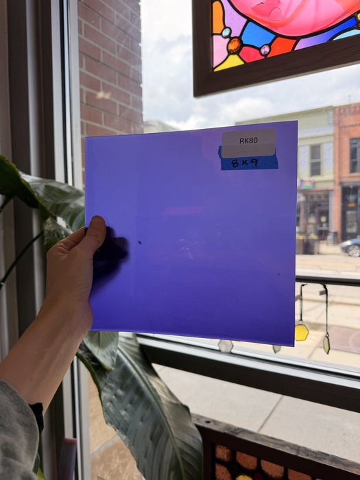 Purple/Blue Opal on Clear Flashed Lamberts Mouthblown Glass Sheet Glass Lamberts Glass 8x9in (LA-51934253)