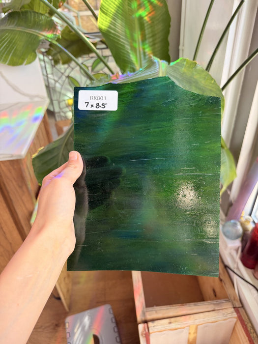 Green Blue Mixed Transparent Sheet Glass Colorado Glassworks RK801 (7x8.5in)