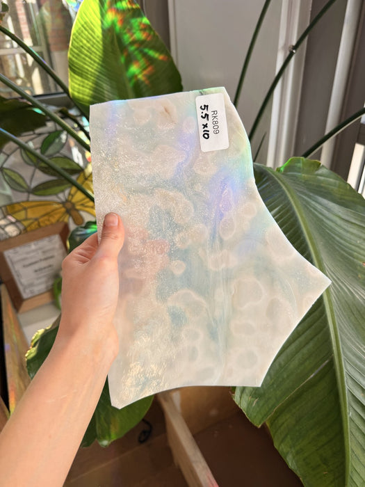 White Mottled Vintage Sheet Glass Colorado Glassworks RK809 (5.5x10in)