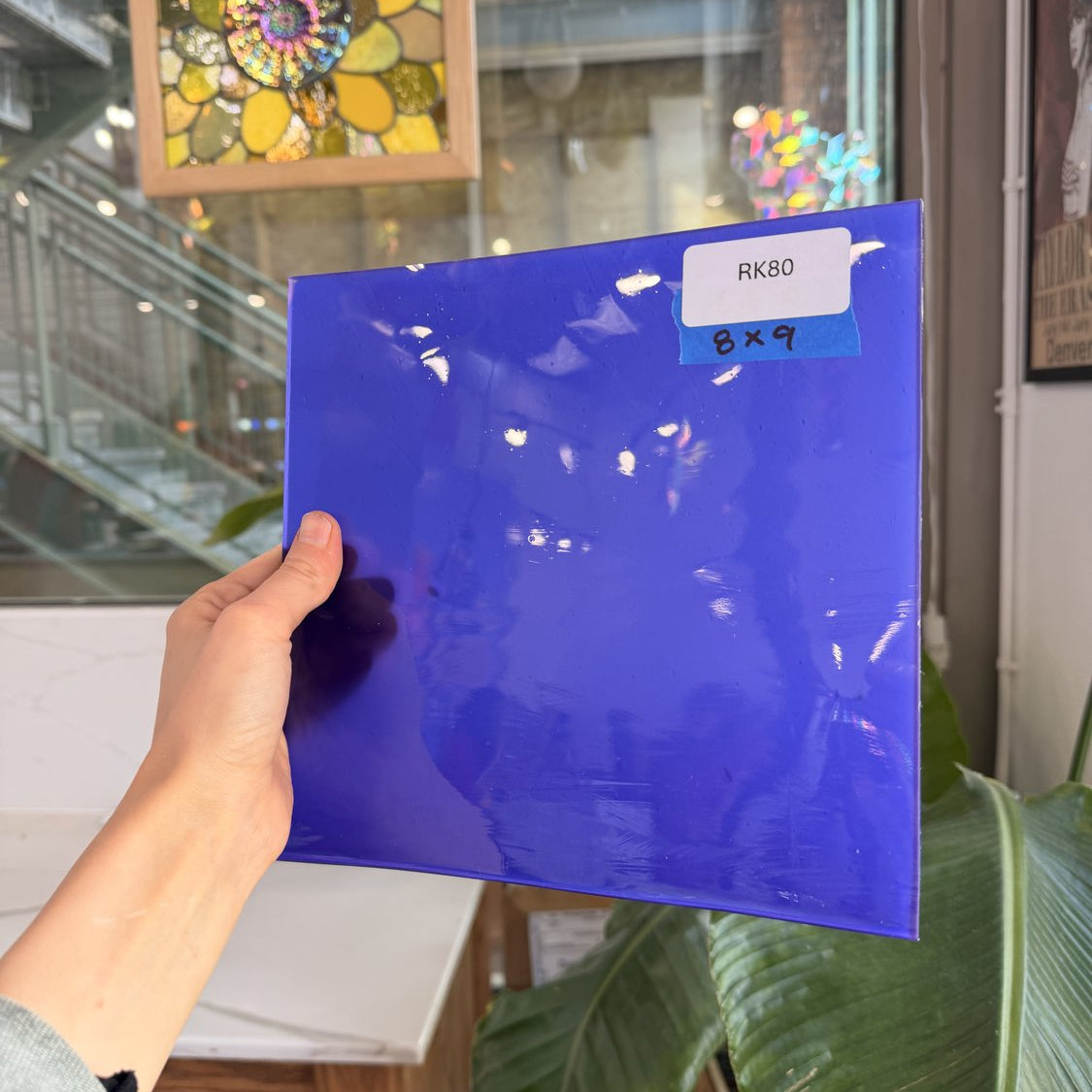 Purple/Blue Opal on Clear Flashed Lamberts Mouthblown Glass Sheet Glass Lamberts Glass
