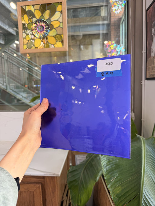 Purple/Blue Opal on Clear Flashed Lamberts Mouthblown Glass Sheet Glass Lamberts Glass
