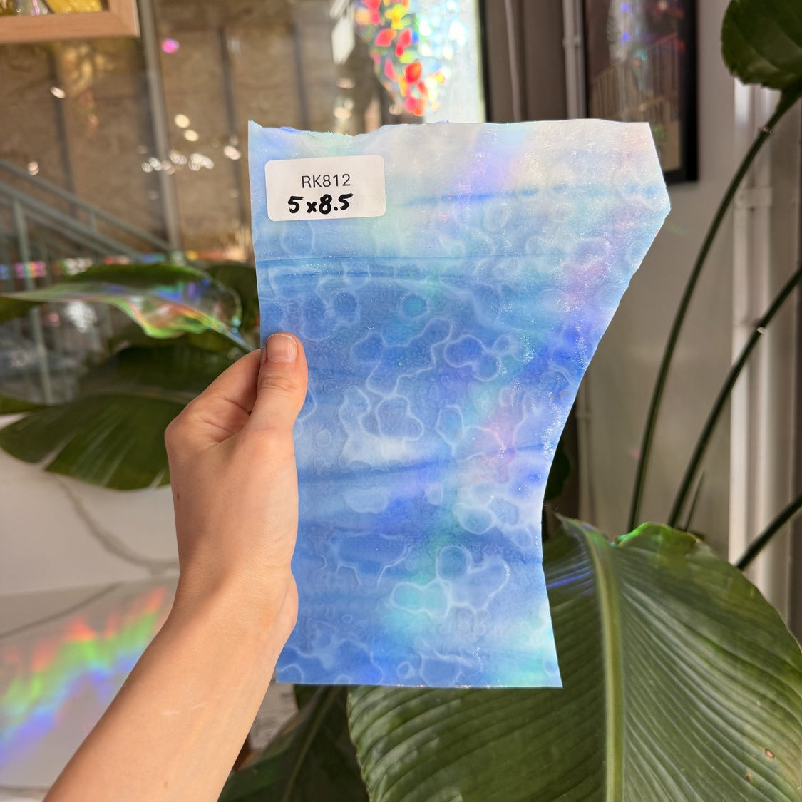 Vintage Mottled Periwinkle Uroboros Fusible Sheet Glass Uroboros Glass 5x8.5in (UR-91334445)