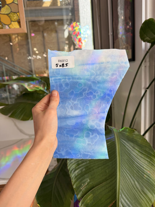 Vintage Mottled Periwinkle Uroboros Fusible Sheet Glass Uroboros Glass RK812 (5x8.5in)
