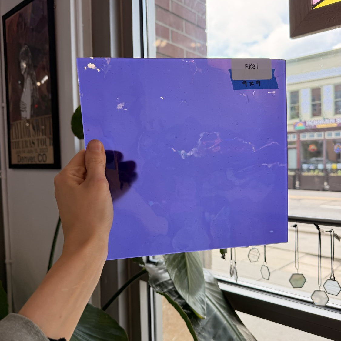 Purple/Blue Opal on Clear Flashed Lamberts Mouthblown Glass Sheet Glass Lamberts Glass