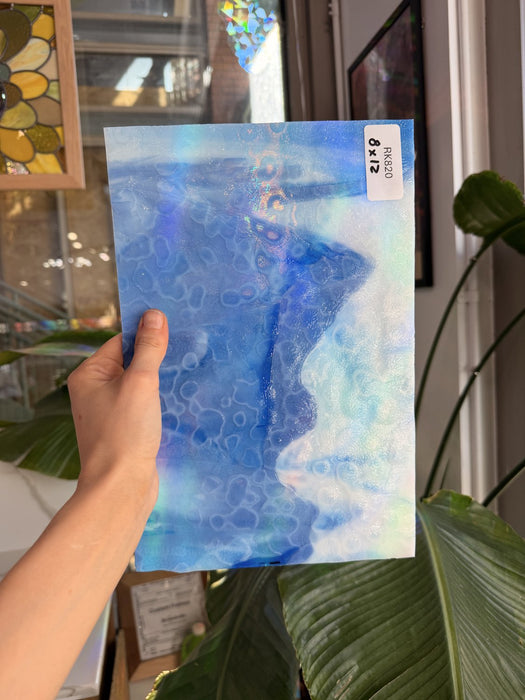 Vintage Mottled Periwinkle Uroboros Fusible Sheet Glass Uroboros Glass RK820 (8x12in)