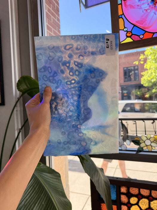 Vintage Mottled Periwinkle Uroboros Fusible Sheet Glass Uroboros Glass