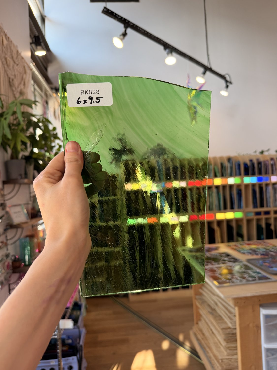 Mouthblown Green Clear Flash (on clear) Sheet Glass