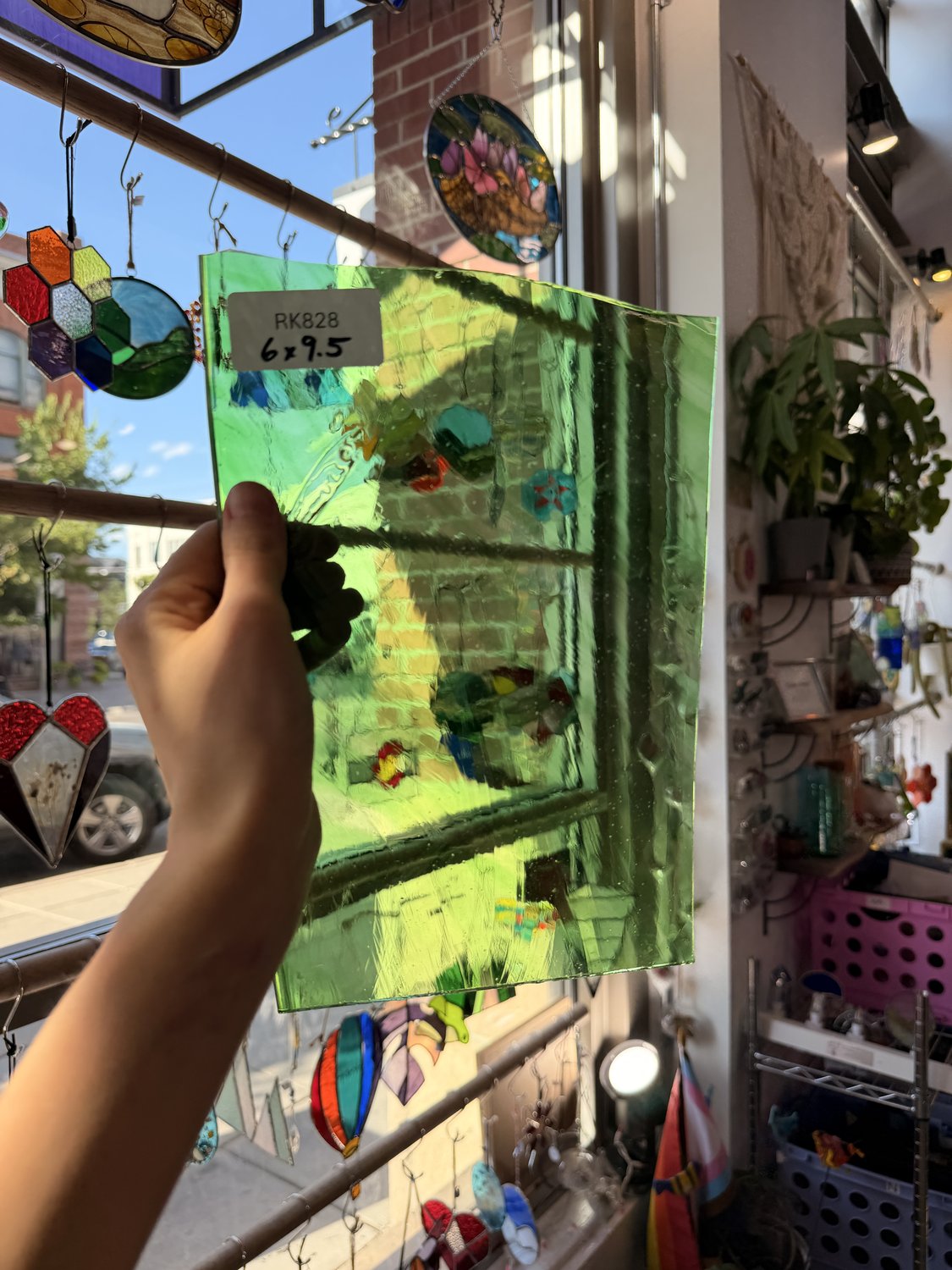 Mouthblown Green Clear Flash (on clear) Sheet Glass