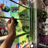 Mouthblown Green Clear Flash (on clear) Sheet Glass