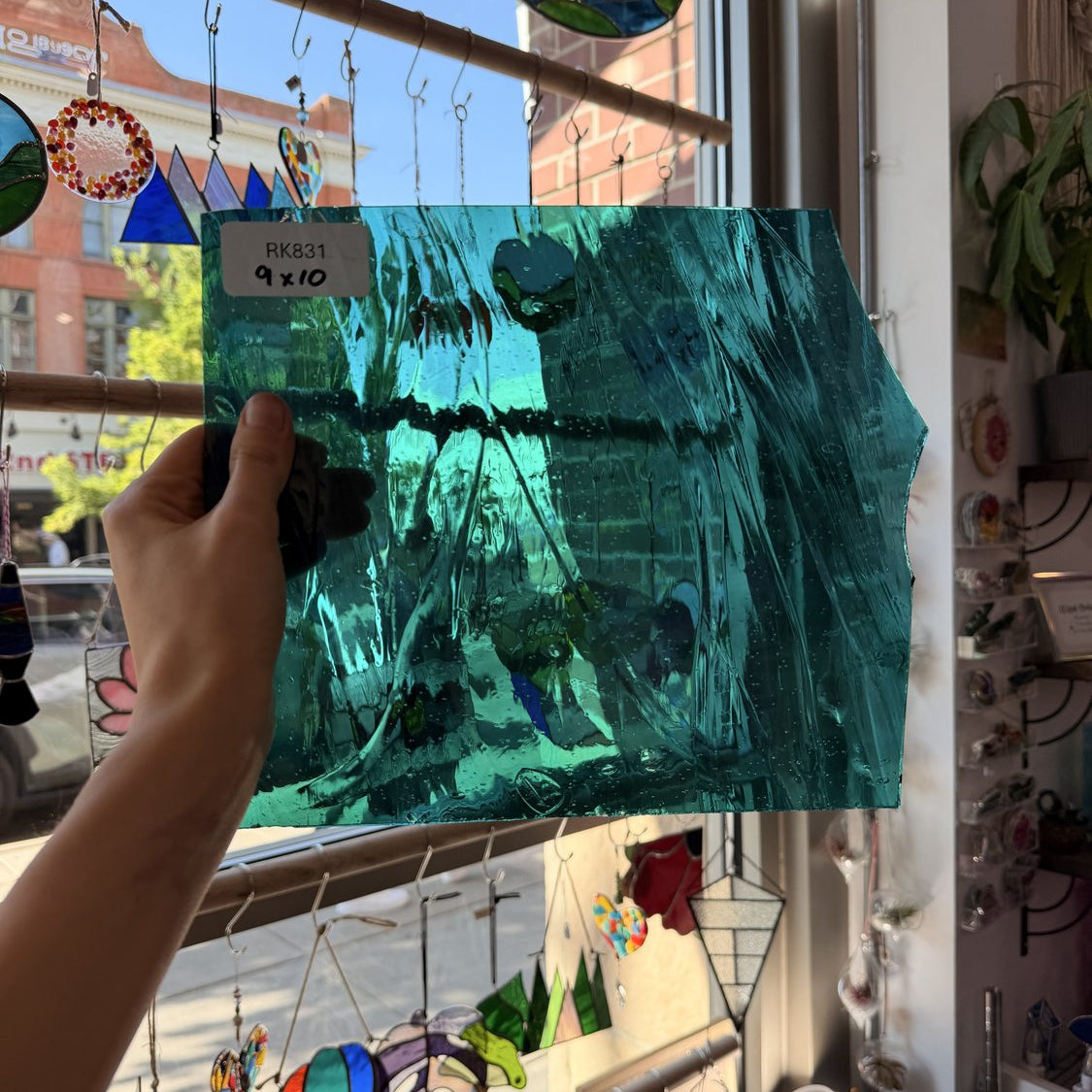 Teal Blue Reamy Lamberts Sheet Glass Flash (on clear)