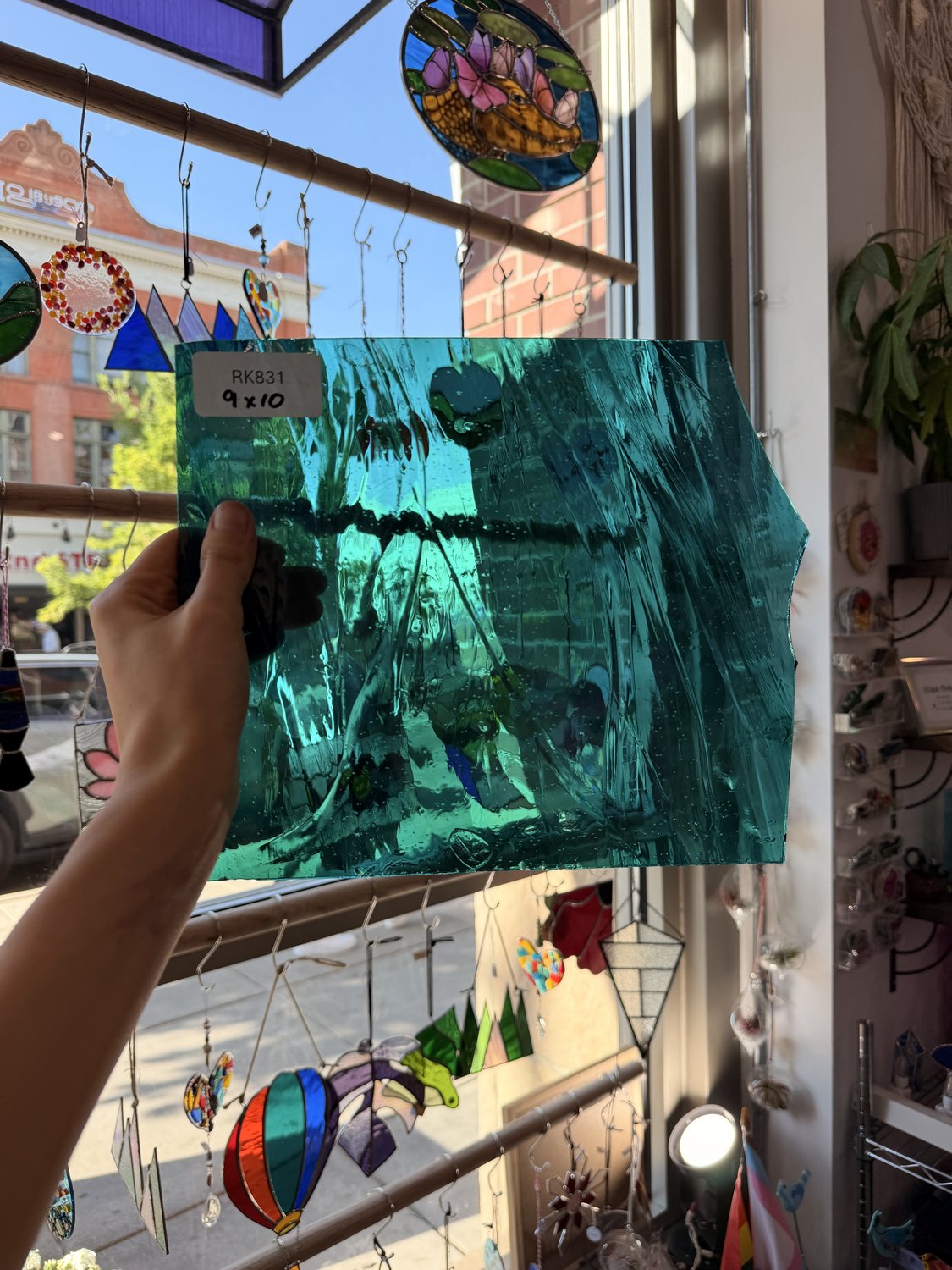 Teal Blue Reamy Lamberts Sheet Glass Flash (on clear)