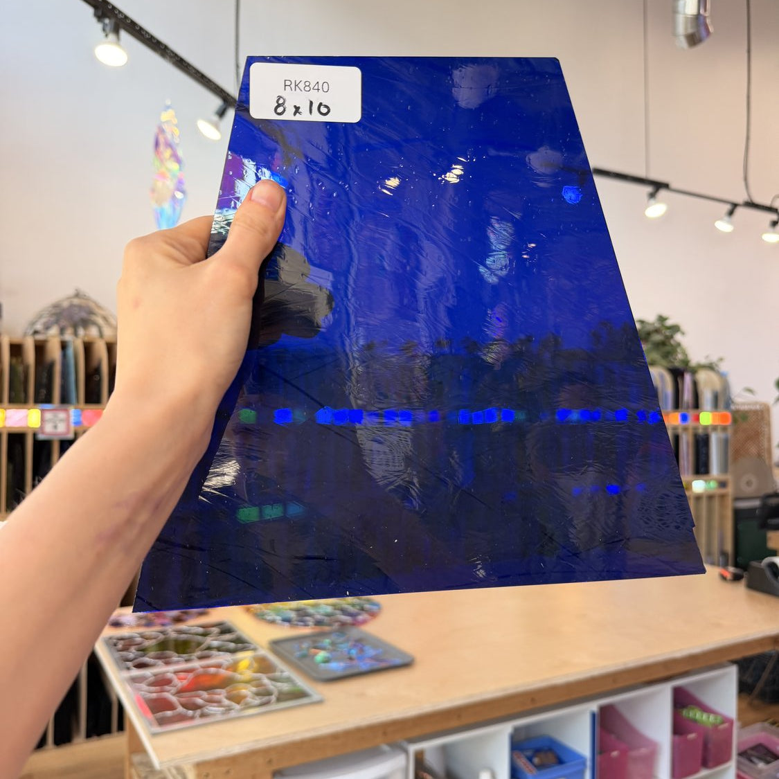 Dark Blue on Clear Flashed Lamberts Sheet Glass