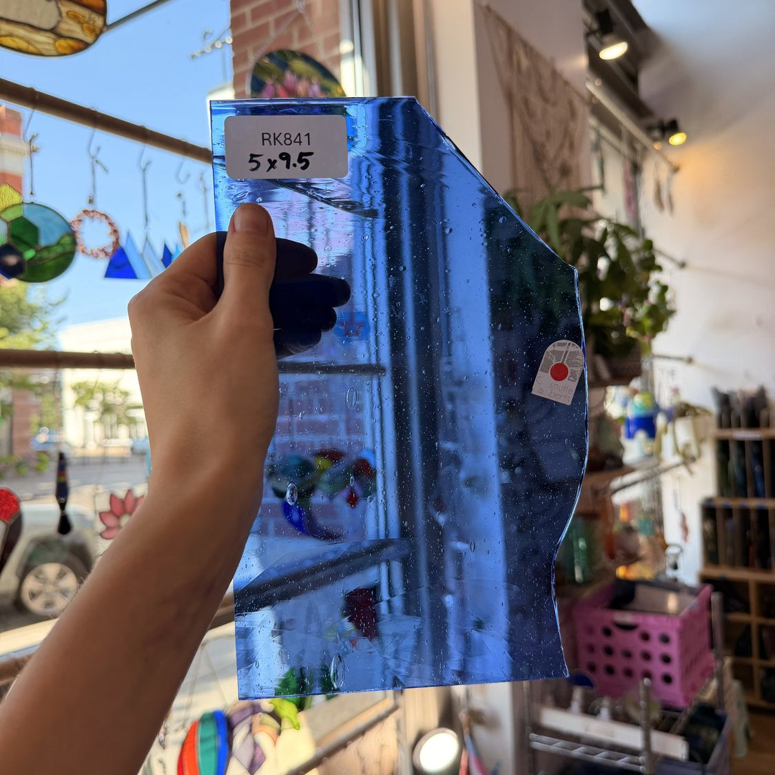 Medium Blue Mouthblown Lamberts Sheet Glass