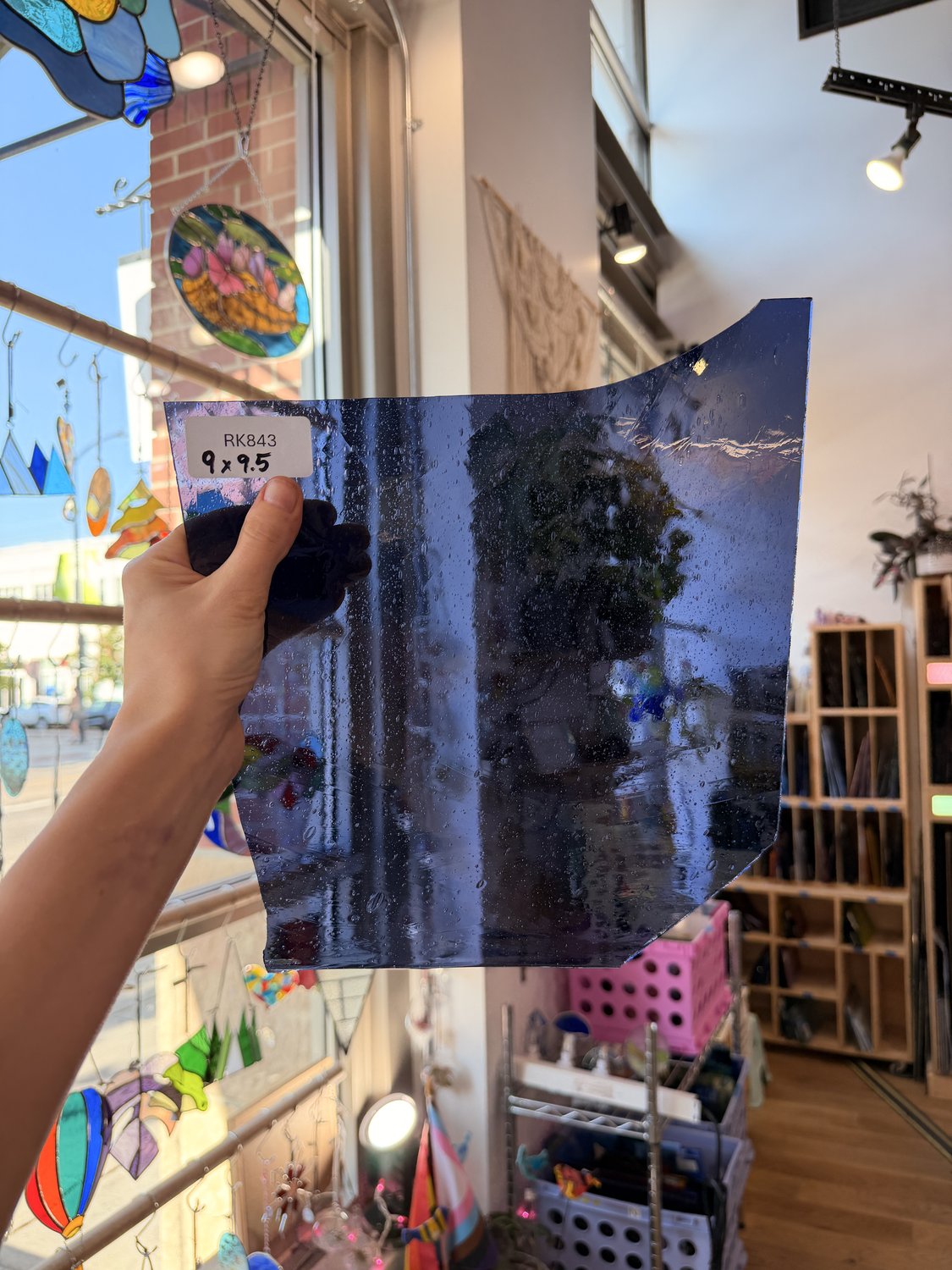 Blue Purple Transparent Mouthblown Lamberts Sheet Glass