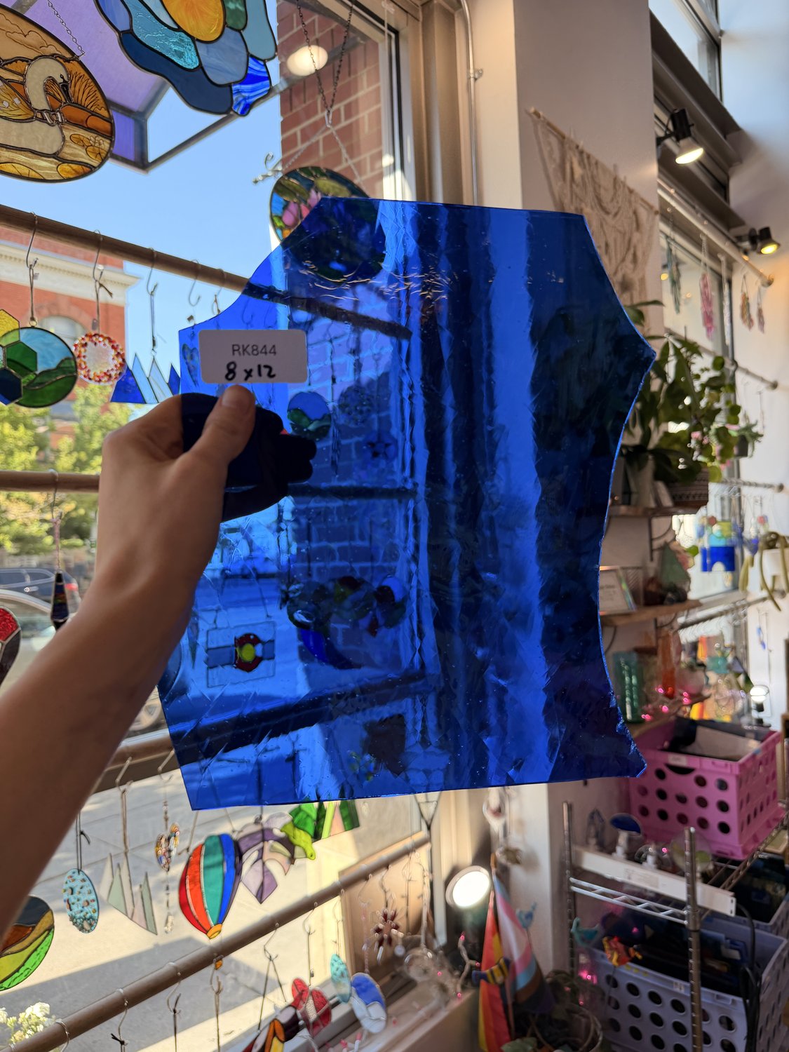 Mouthblown Medium Blue Sheet Glass